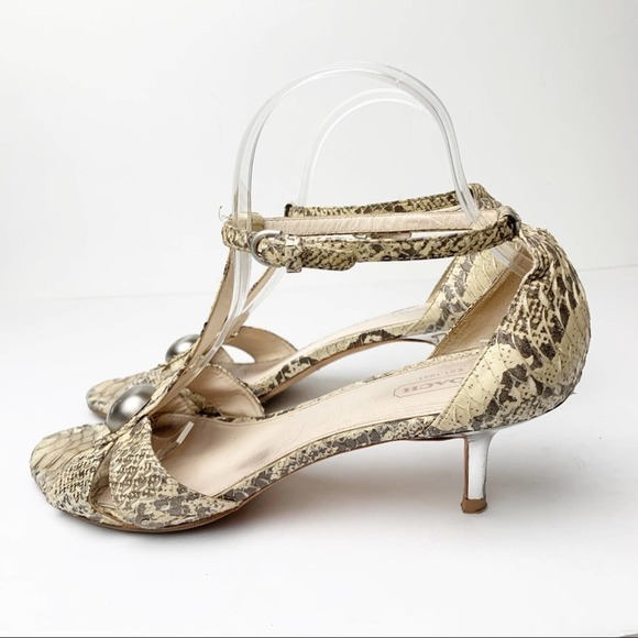 Coach Python Print Snakeskin Heels SZ 8.5 - Picture 3 of 10